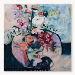The Birds and the Flower Chatting: Mixed-Media on Canvas, 2010s, New, 51x51