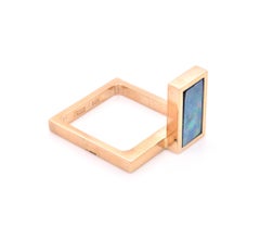 Trisko 14 Karat Yellow Gold Black Opal Geometric Fashion Ring