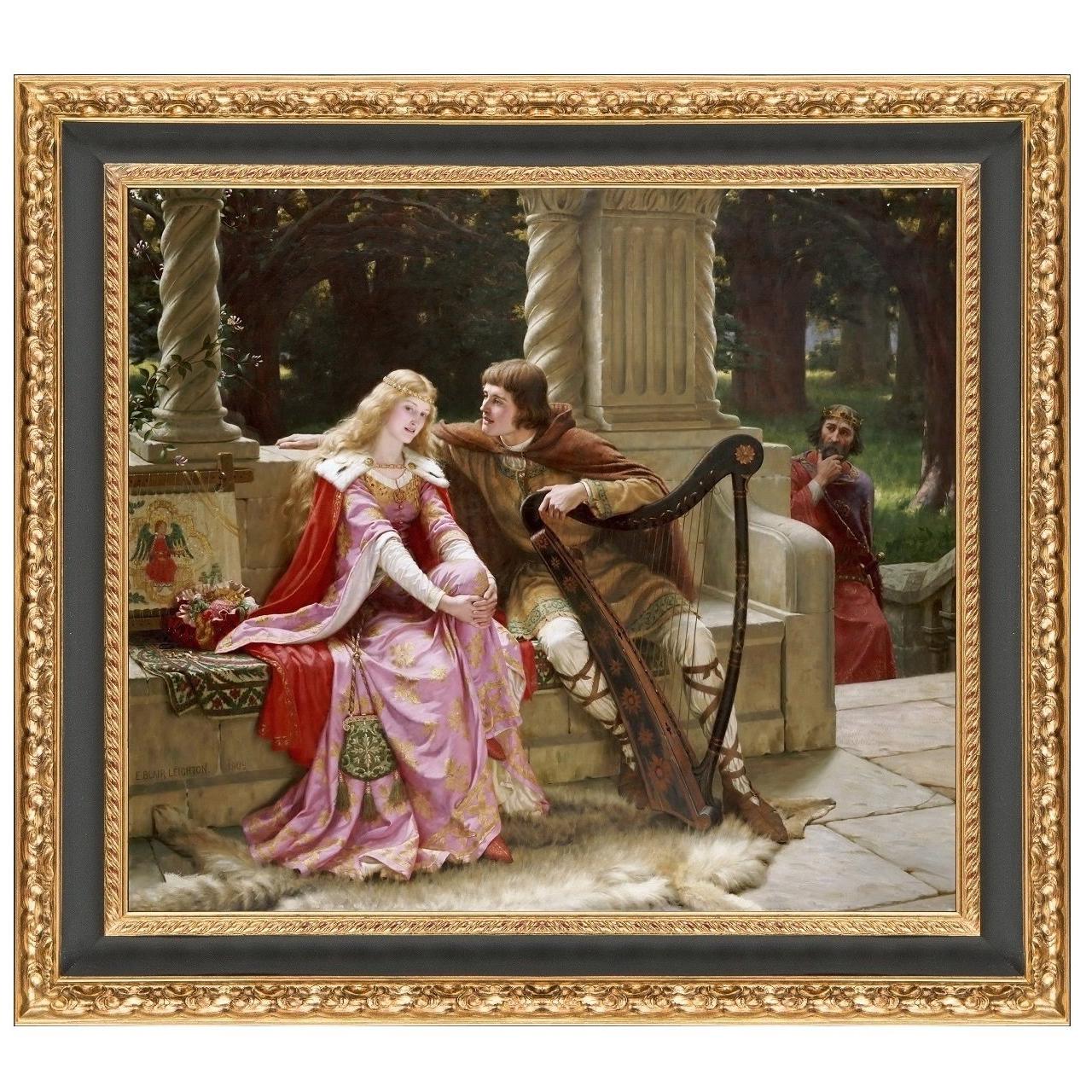 Tristan and Isolde, after Oil Painting by Pre-Raphaelite Artist Edmund Leighton For Sale