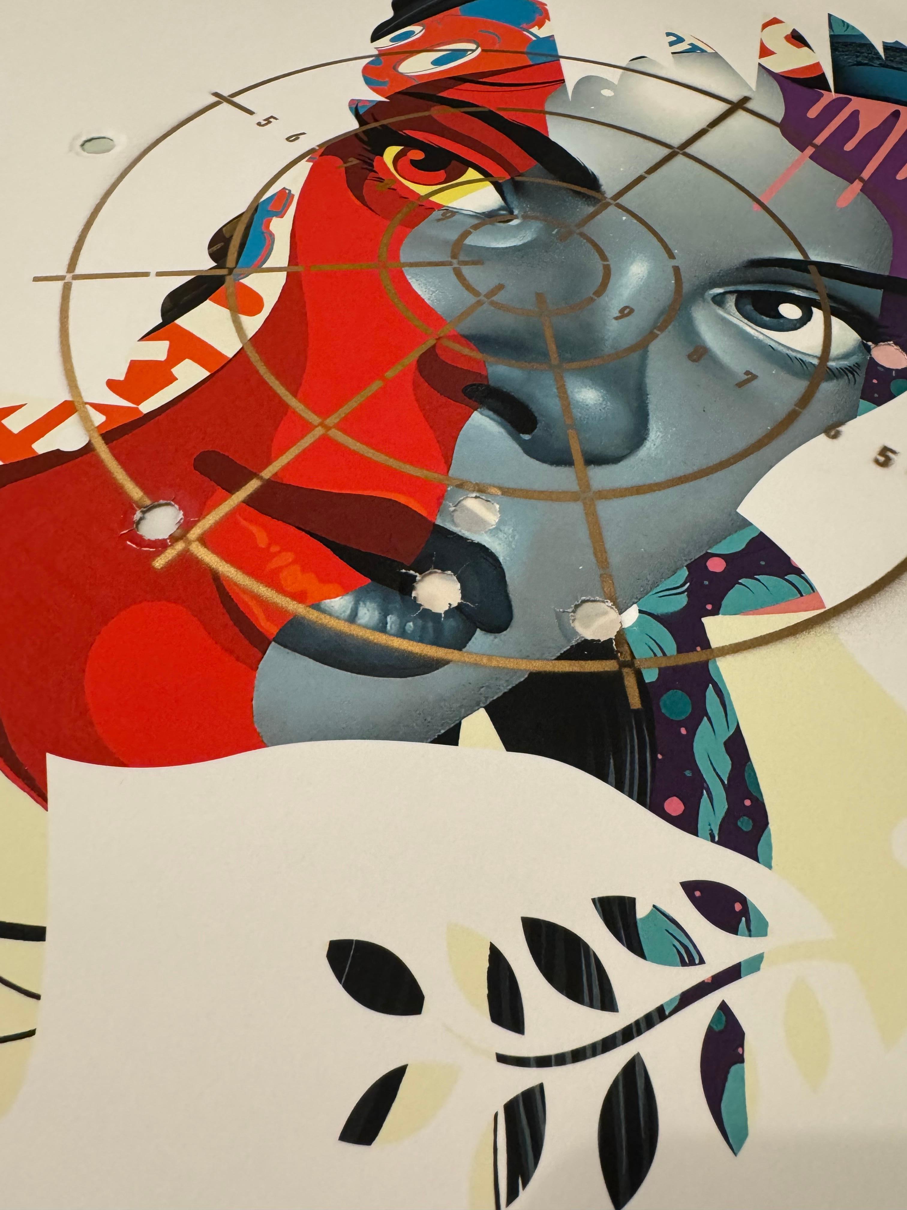 Doves of War #51 Spraypaint Embellished Screenprint Signed and Numbered - Print by Tristan Eaton