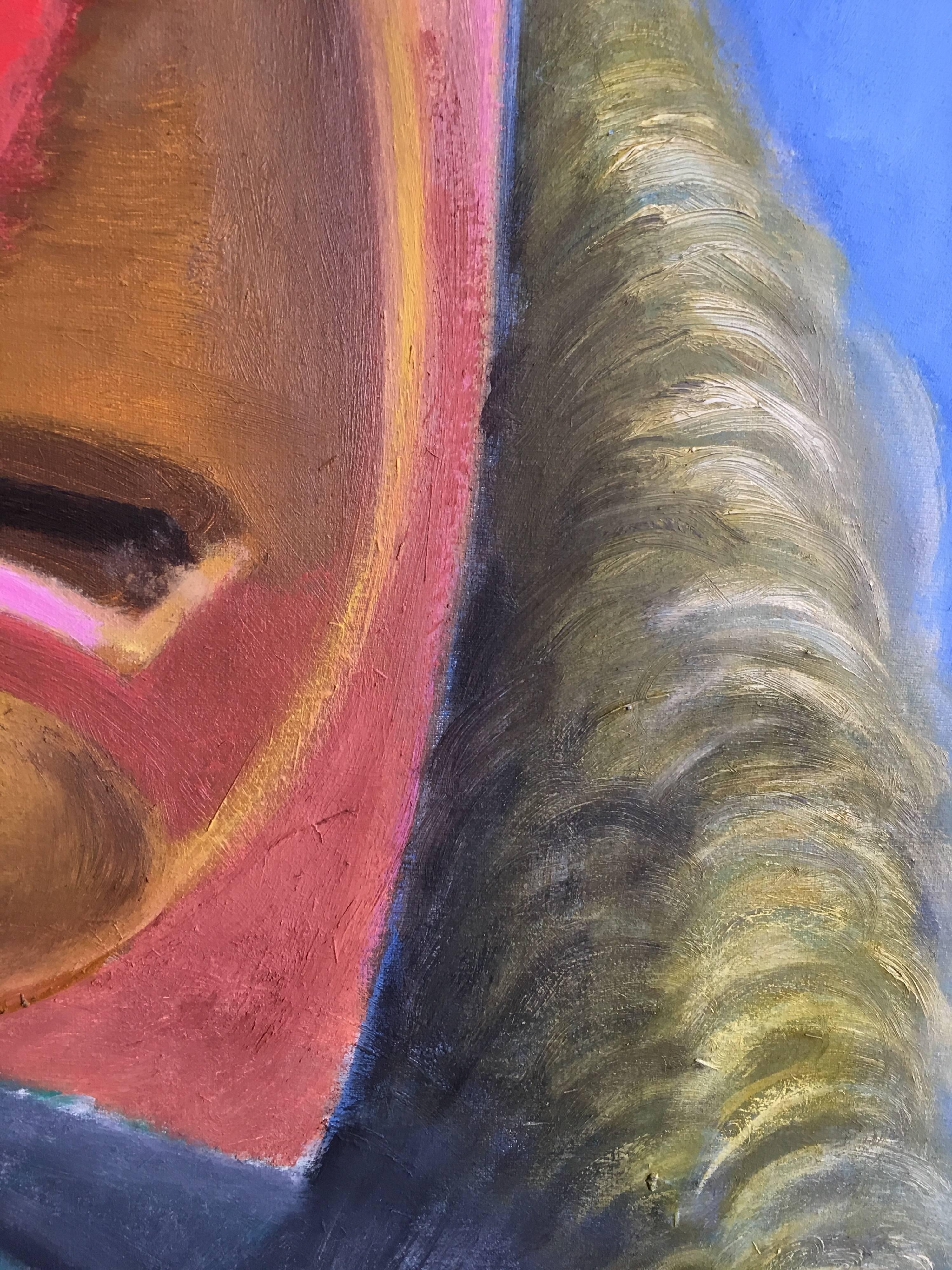 Großes surrealistisches Porträt:: mehrfarbiges Ölgemälde (Surrealismus), Painting, von Tristan Fabris