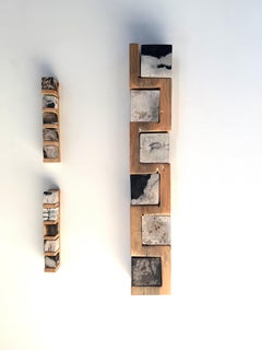Smokestack Six - Porcelain Cubes Pine Wood Zigzag Shelf Wall Sculpture, 2025