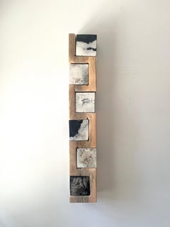 Smokestack Six - Porcelain Cubes Pine Wood Zigzag Shelf Wall Sculpture, 2025