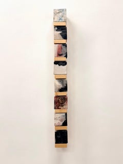 Chimenea Diez - Cubos de porcelana Estante de madera de pino Escultura de pared, 2025