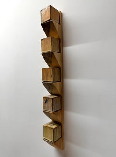 Sodastack Two - Soda Fired Ceramic Cubes Pine Wood Shelf Wall Sculpture, 2025