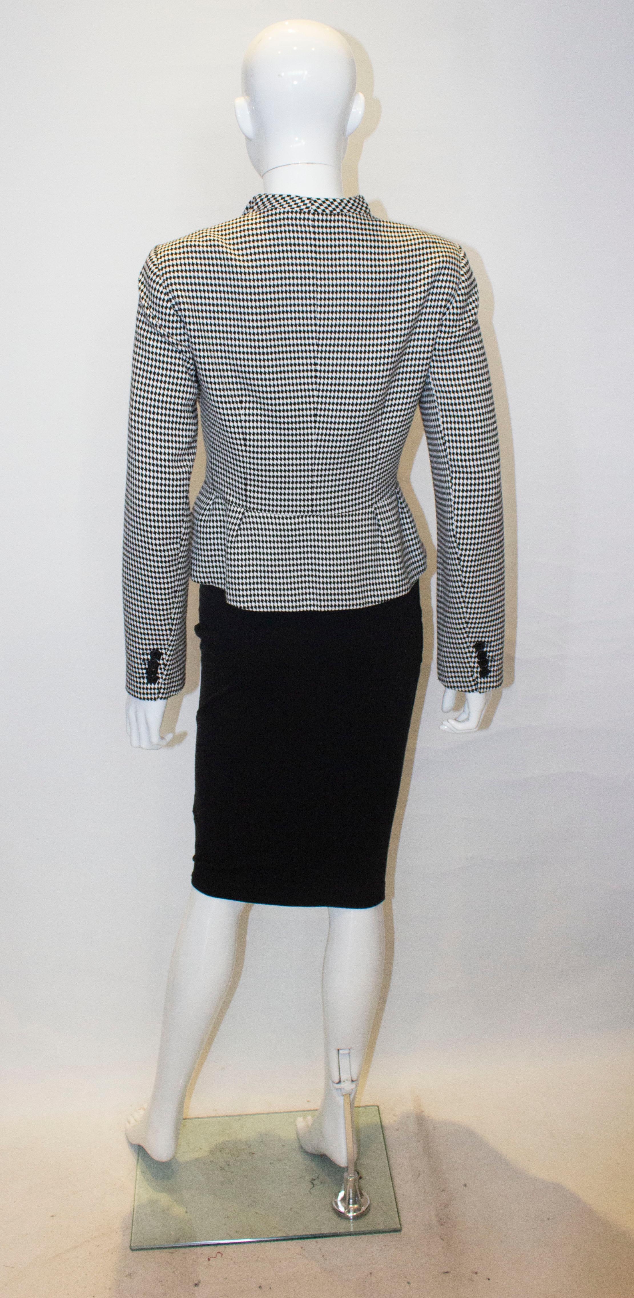 Tristar of Canada Black and White Fitted Jacket with Peplum For Sale 1