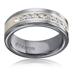 Bague à anneau Triton en argent sterling et diamants de 0,50 carat avec carbène de Tungsten