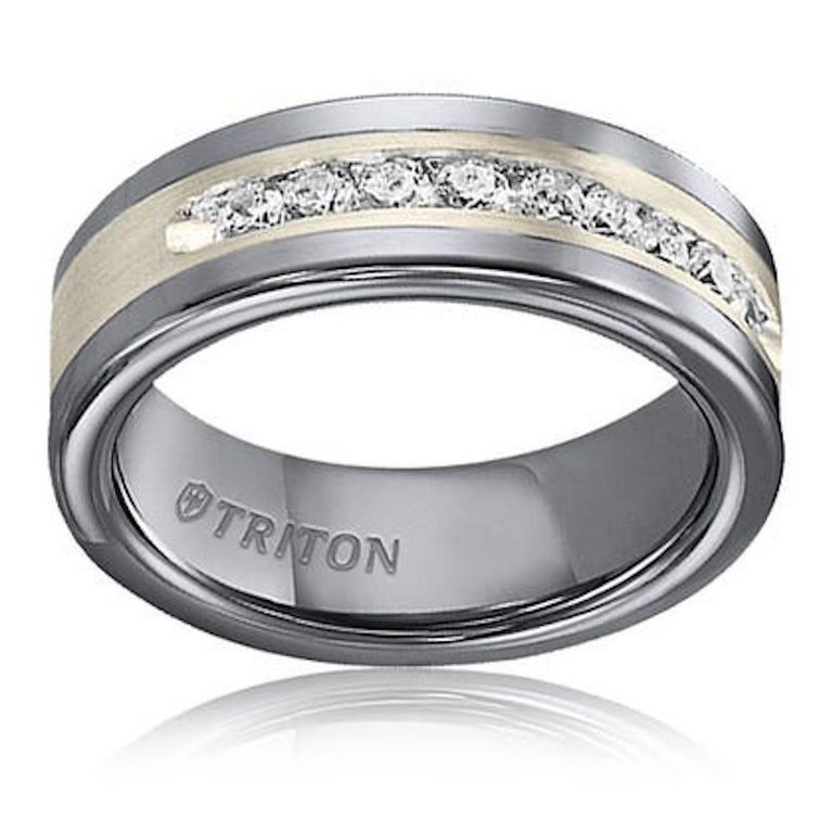 Triton Diamond .50 Carat Tungsten Carbide and Sterling Silver Band Ring