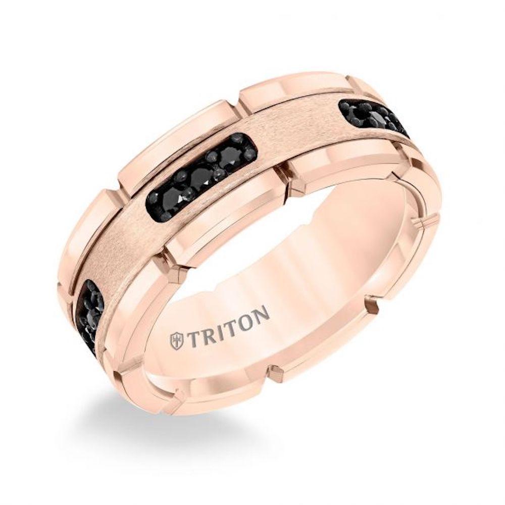 Triton Rose Tungsten Carbide Schwarz 0,33 Karat Diamant Comfort Fit Band (Zeitgenössisch) im Angebot