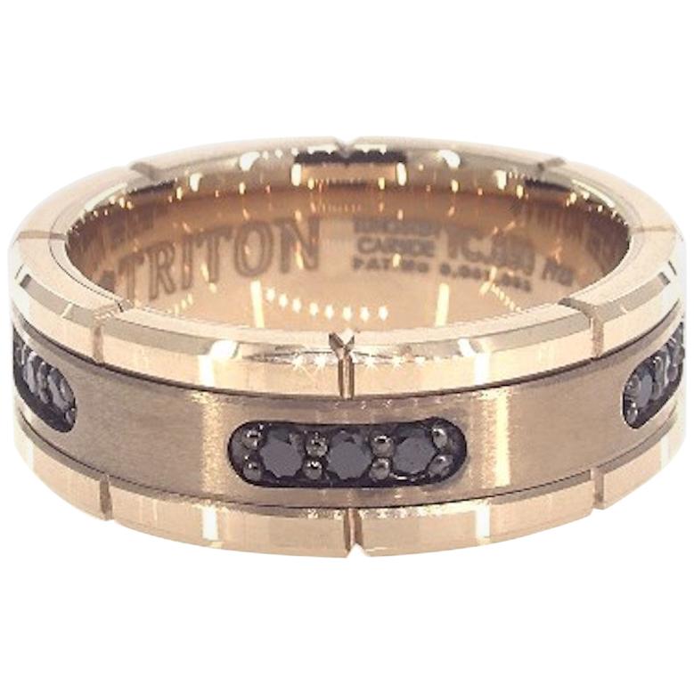 Triton Rose Tungsten Carbide Black .33 Carat Diamond Comfort Fit Band For Sale