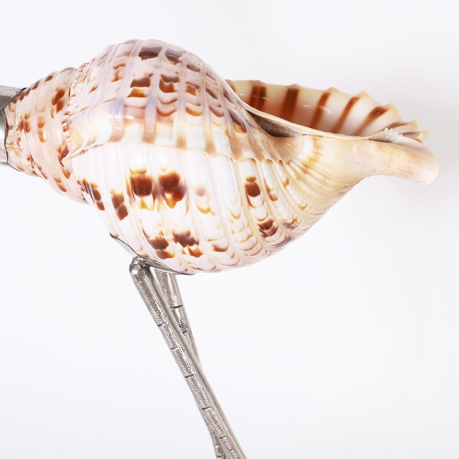 Triton Shell Bird Sculpture In Good Condition For Sale In Palm Beach, FL