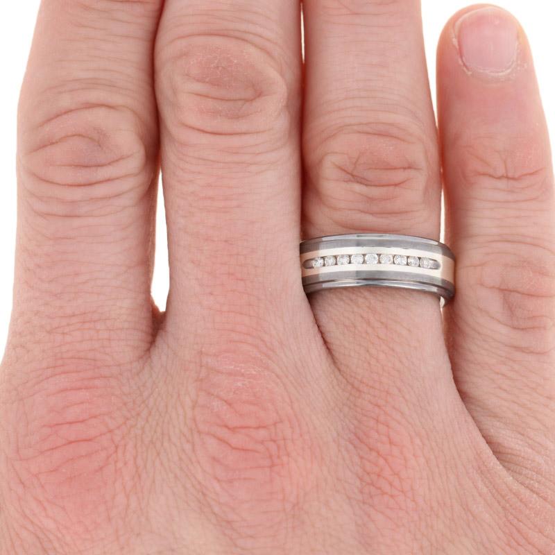 Triton Tungsten Carbide & Silver Diamond Wedding Band Round .25ctw Ring 3