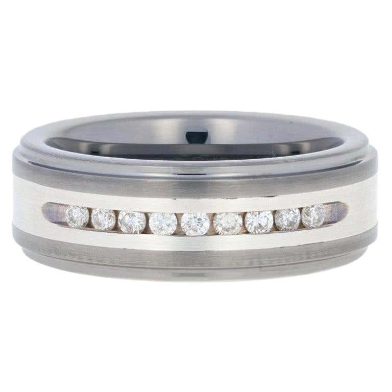 Black Tungsten Carbide Smooth Rose Men's Band For Sale at 1stDibs