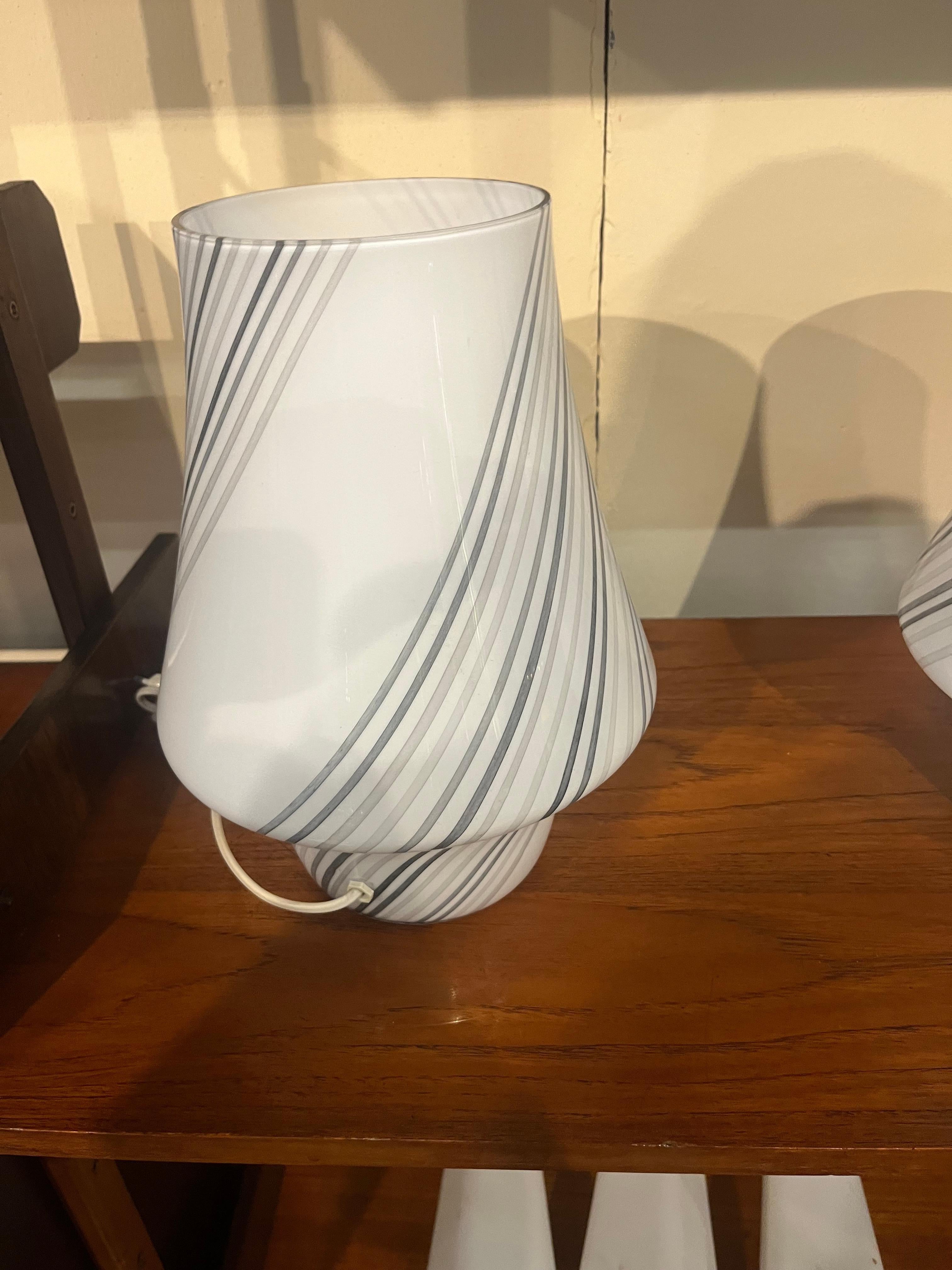 Italian Triptych 2 Abat-Jour plus Vintage Murano Glass Dresser Lamp 1970s For Sale