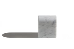 "Triumph Bookend" L White Carrara Marble Minimalist Bookend by Aparentment