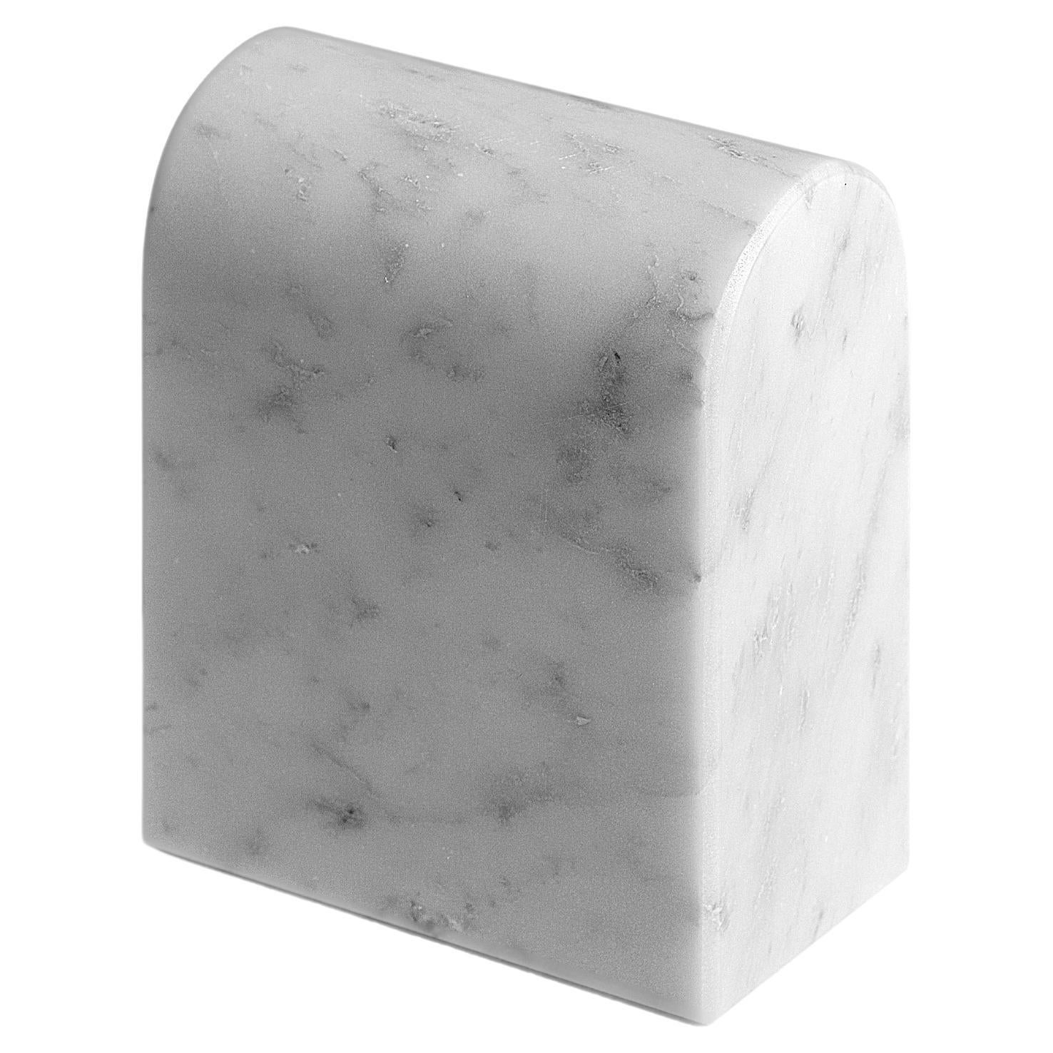 “Triumph Bookend" L White Carrara Marble Minimalist Bookend by Aparentment