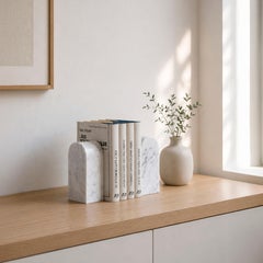 “Triumph Bookend" S White Carrara Marble Minimalist Bookend by Aparentment