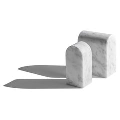 “Triumph Bookends" White Carrara Marble Minimalist Bookend by Aparentment