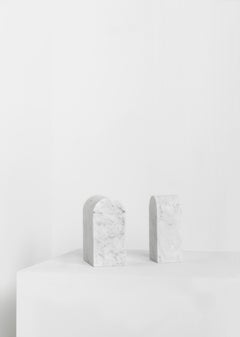 “Triumph Bookend" S White Carrara Marble Minimalist Bookend by Aparentment