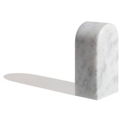 “Triumph Bookend" S White Carrara Marble Minimalist Bookend by Aparentment
