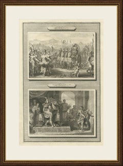 Triumph of David and Saul Hurls His Spear at David, Mortier Bible circa 1700