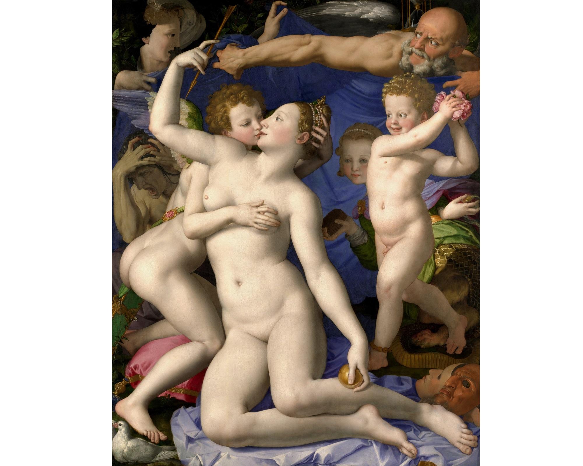 Italian Triumph of Venus, after Renaissance Revival Oil Painting by Agnolo Bronzino For Sale