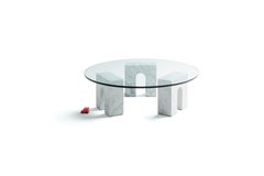 " Mesa Arco Triunfo" Mesa de centro minimalista de mármol de carrara blanco y cristal