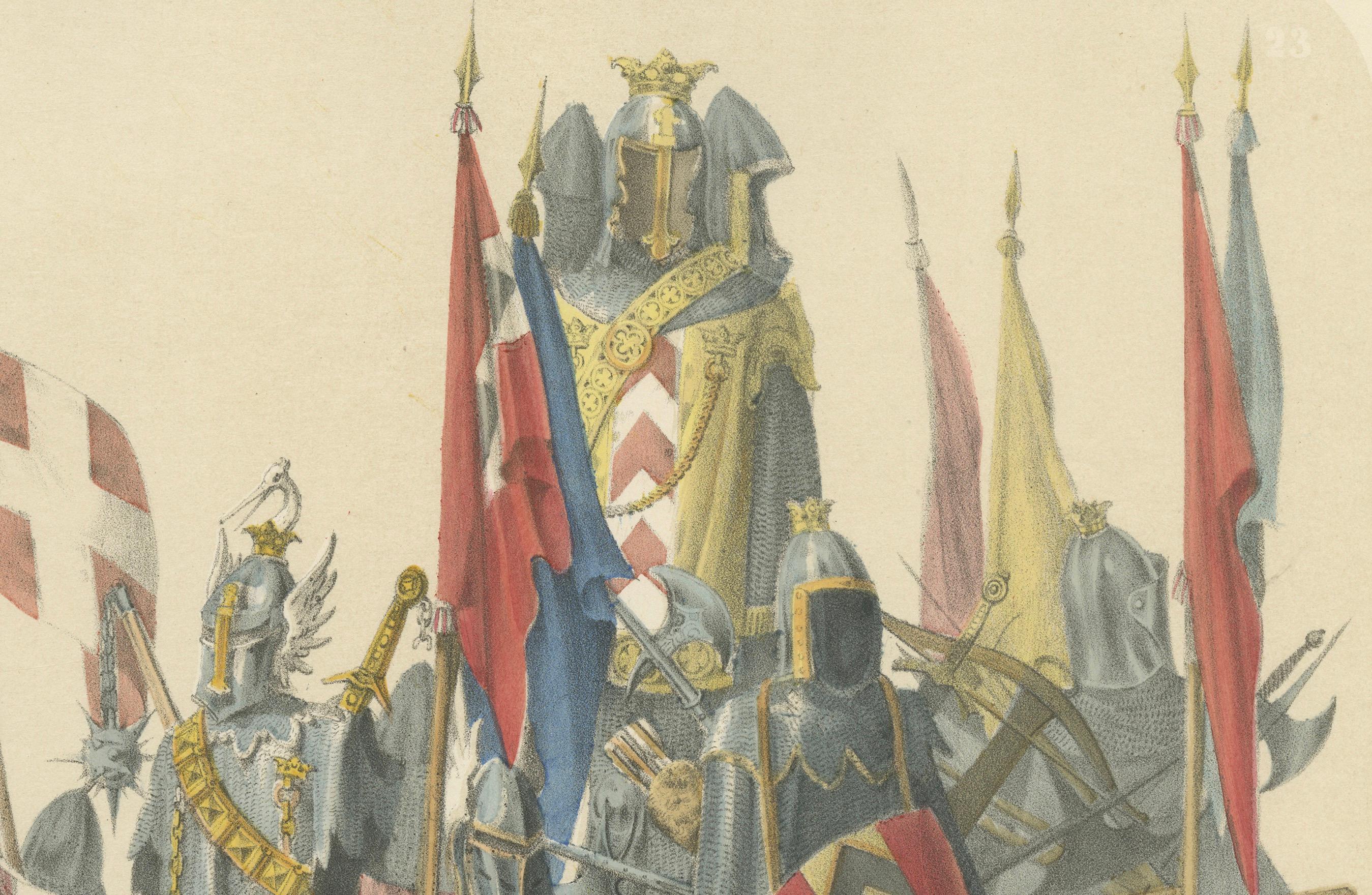 Triumphal Carriage of the Swiss Confederation: A Historic Festival Procession  

This captivating hand-colored lithograph is from the Fest Album Celebrating Bern’s Entry into the Swiss Confederation on March 6, 1353. Published in Bern and Zurich in