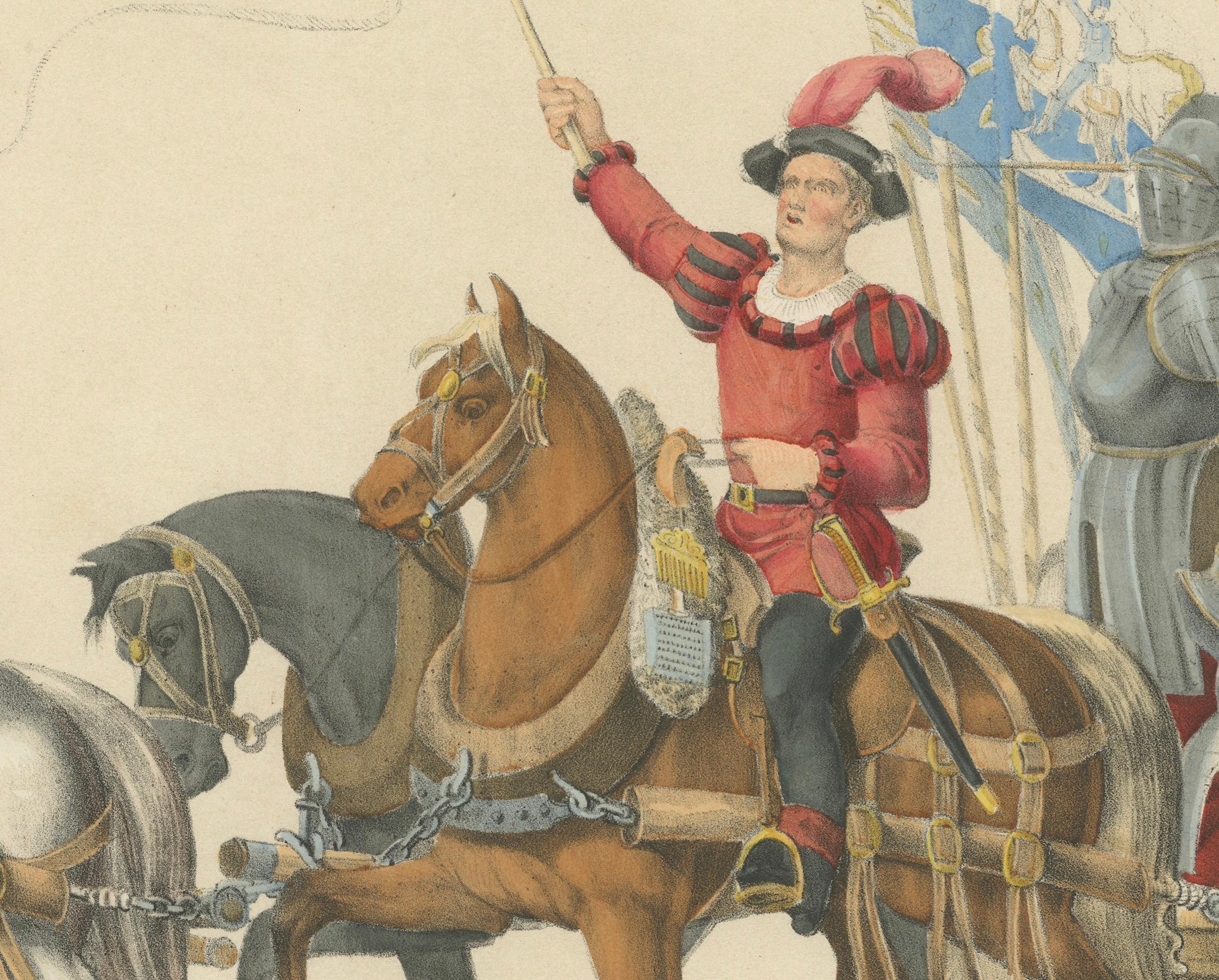 Chariot triomphal - Un grand déploiement d'armures et de bannières conquises, 1855 Bon état - En vente à Langweer, NL