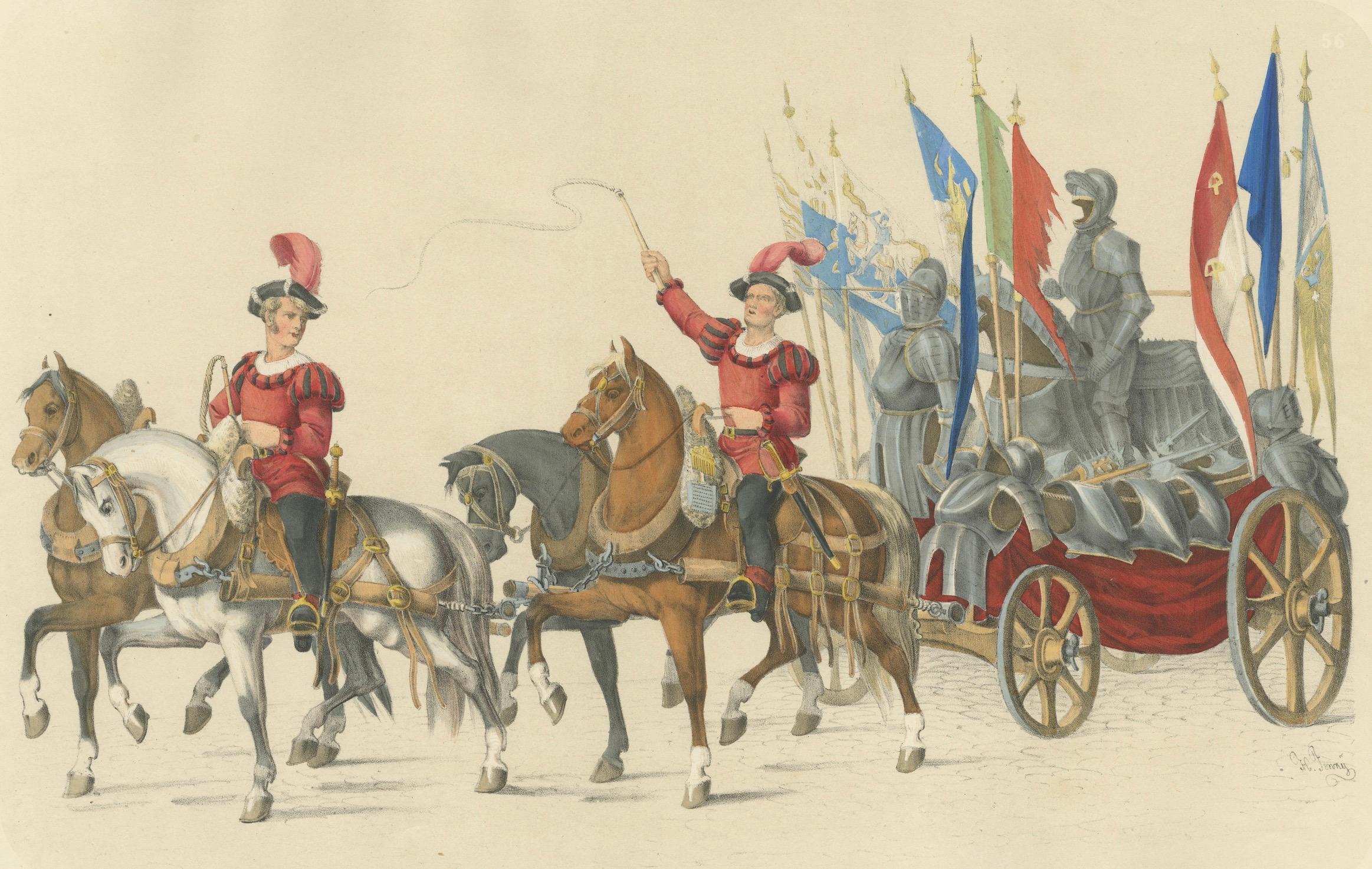 Chariot triomphal - Un grand déploiement d'armures et de bannières conquises, 1855 en vente 2