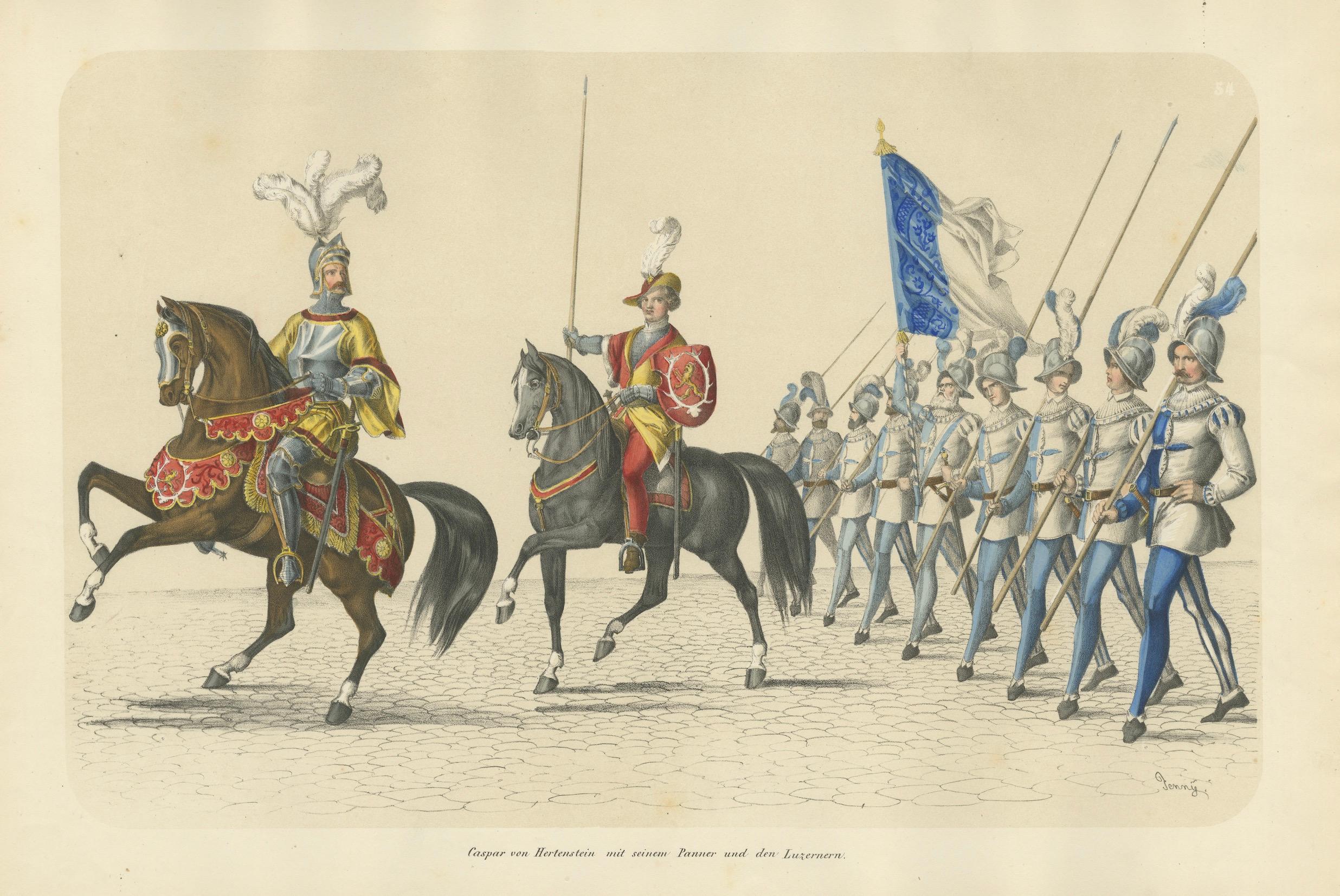 Triumphal March – Caspar von Hertenstein Leading the Lucerne Regiment, 1855 For Sale 3