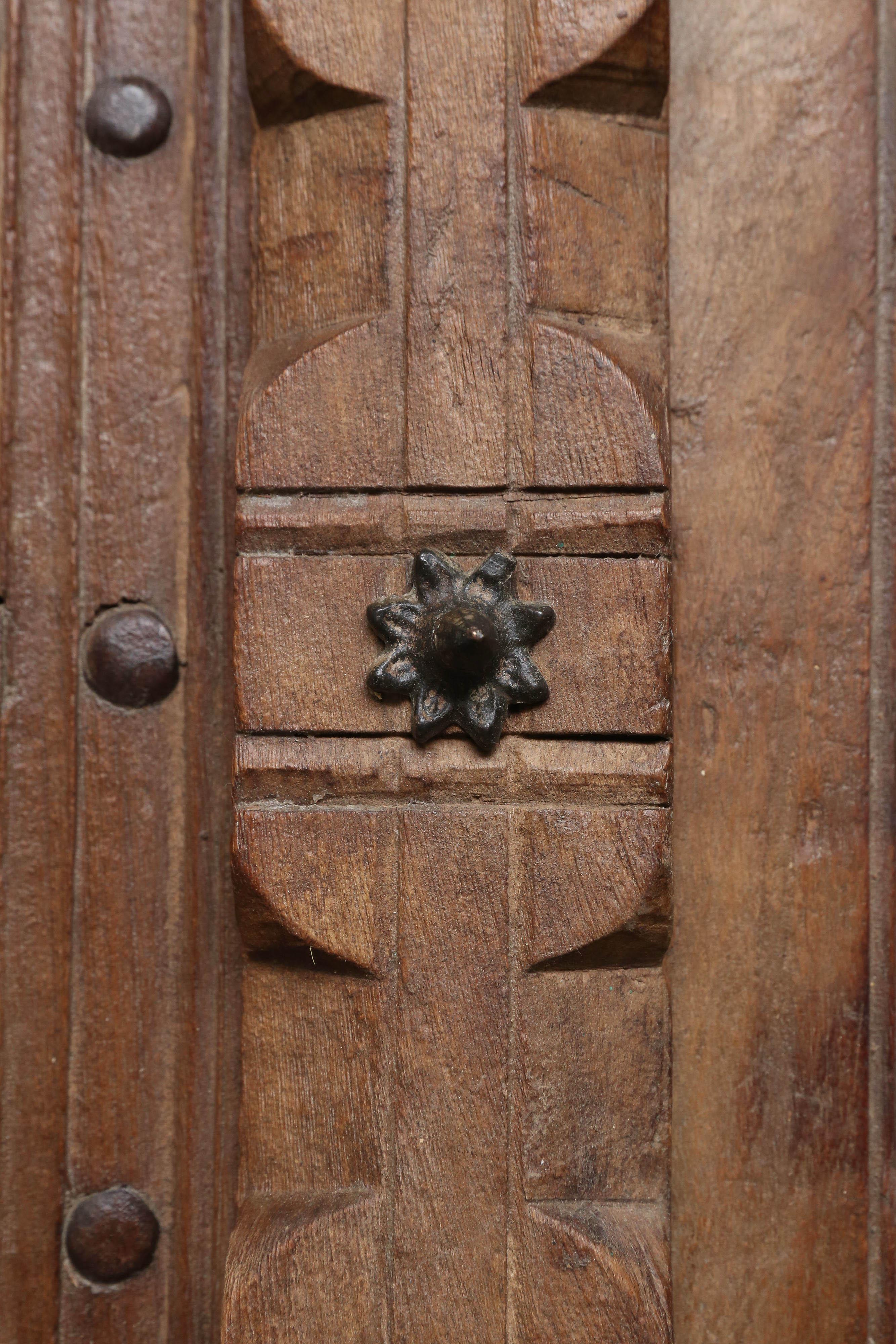 Indian Triumphal Solid Teak Wood Door from a Fortified Castle in North West India For Sale