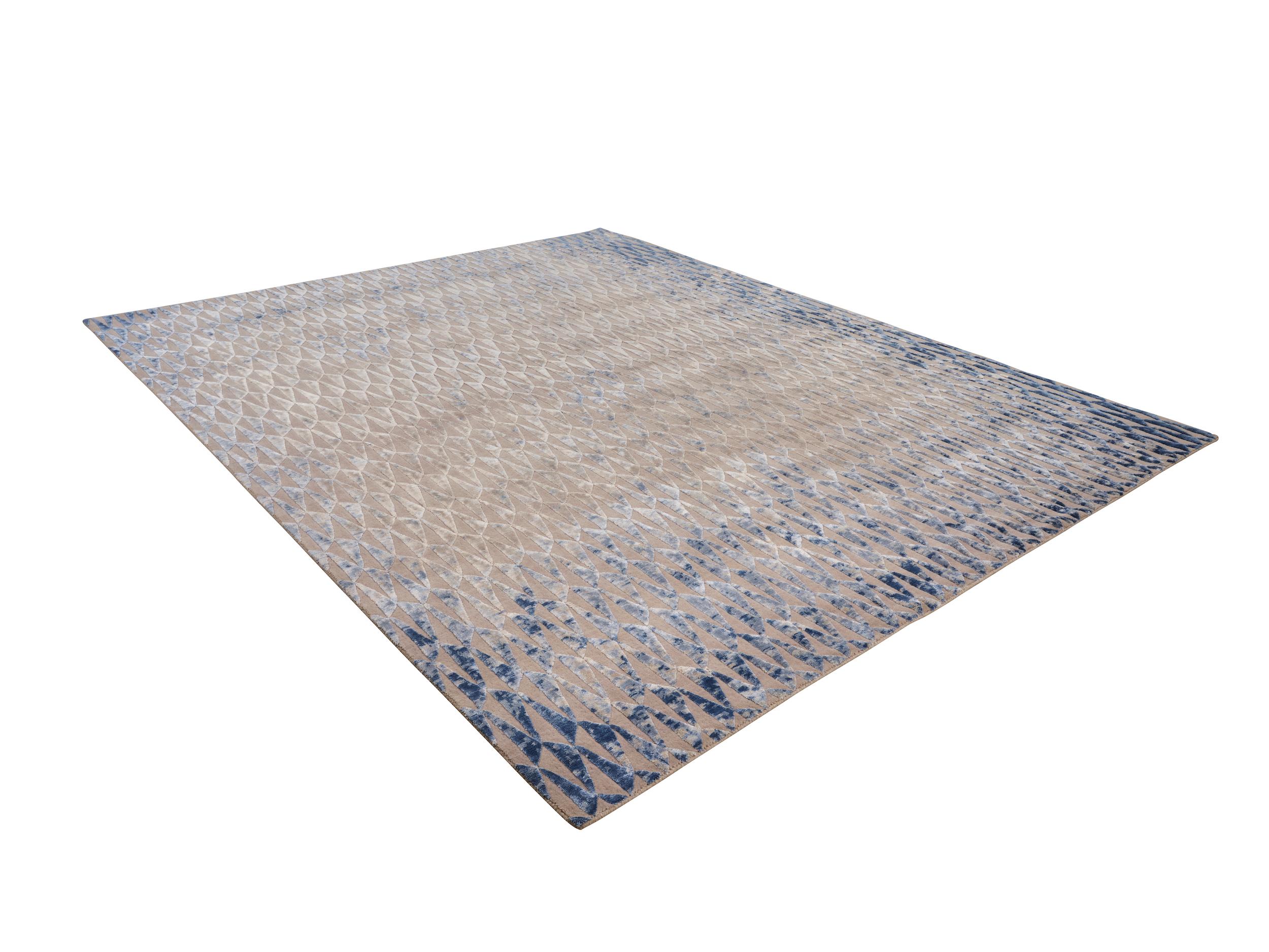 Hand-Knotted Triune Hand Knotted Contemporary Rug in Rust and Blue Colours by Hands For Sale