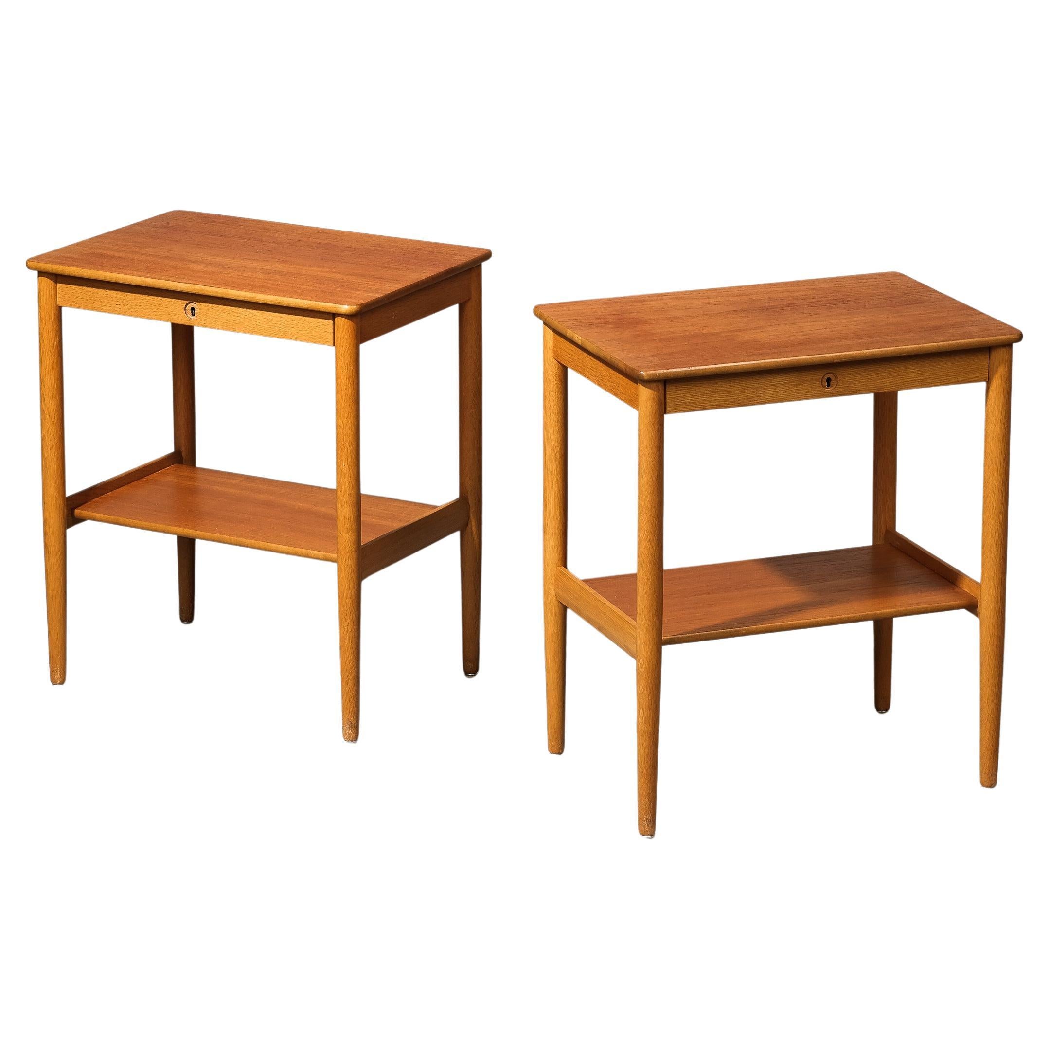 "Triva" Nachttische aus Teak und Eiche von Yngvar Sandström für NK, Schweden, 1960er Jahre
