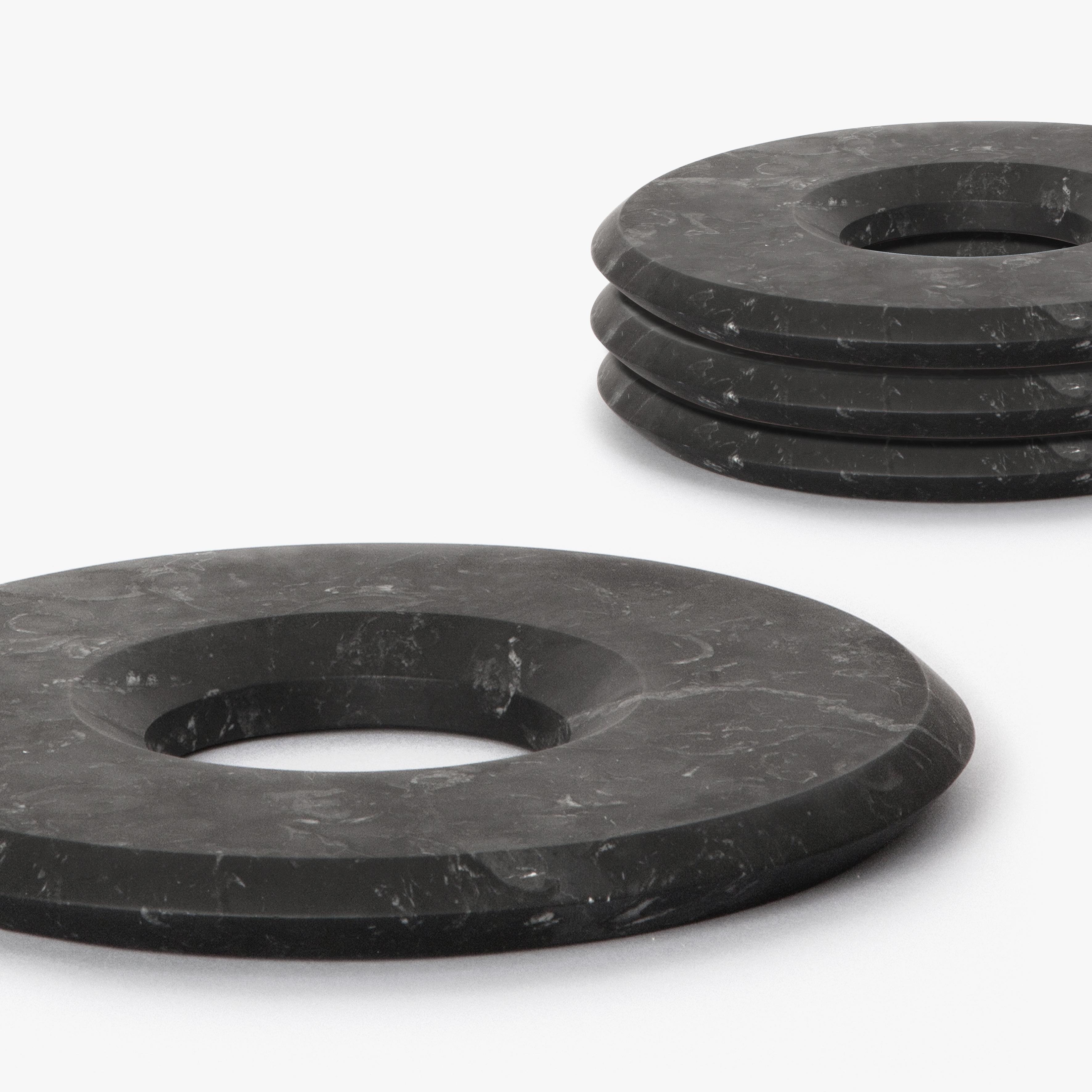 Modern Trivet in Black Marquinia Marble by Ivan Colominas, Italy in Stock For Sale