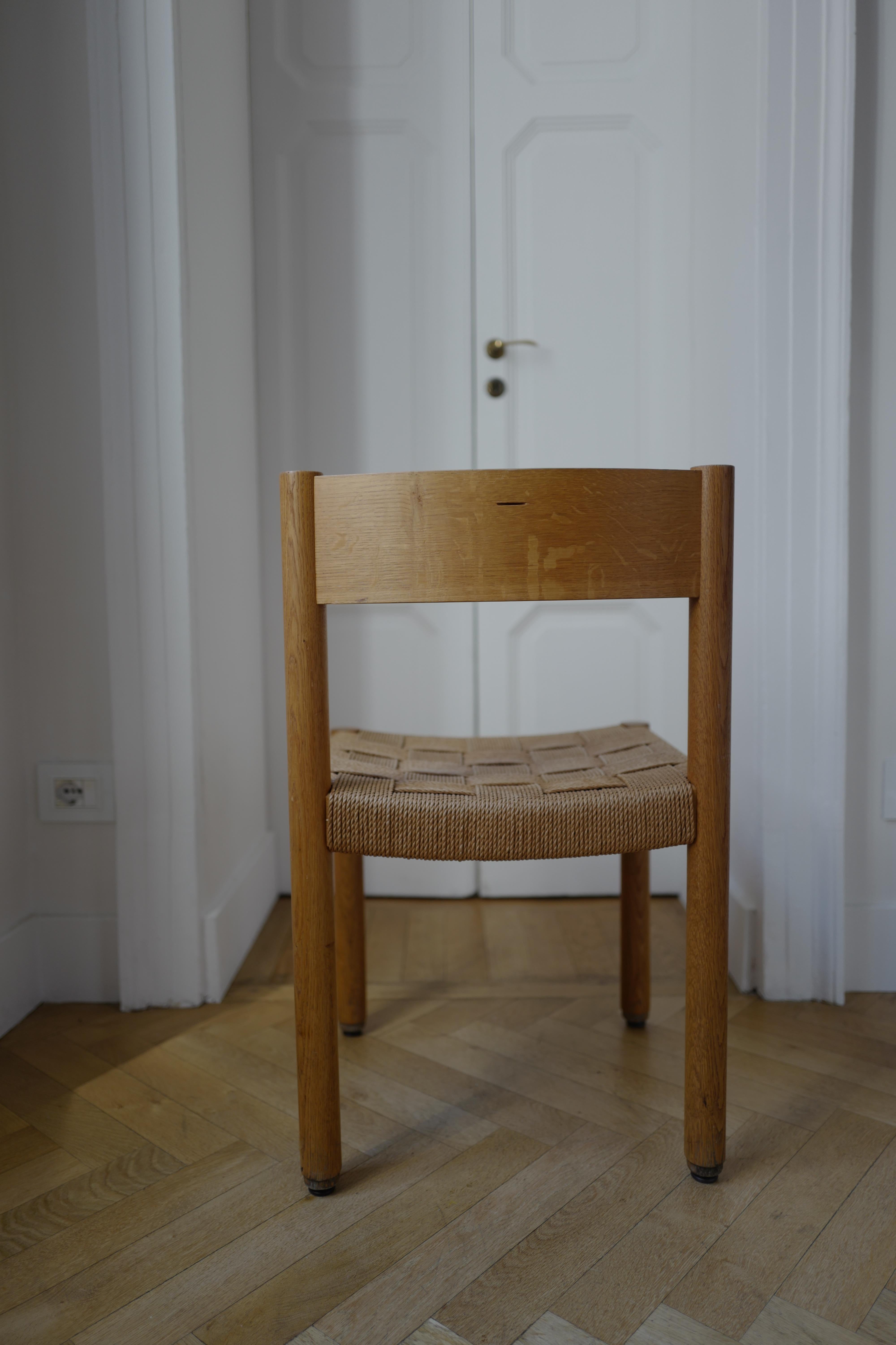 Woven Robert and Trix Haussmann Oak and Rope Dining Chairs Mid century 1963 Set of Six For Sale