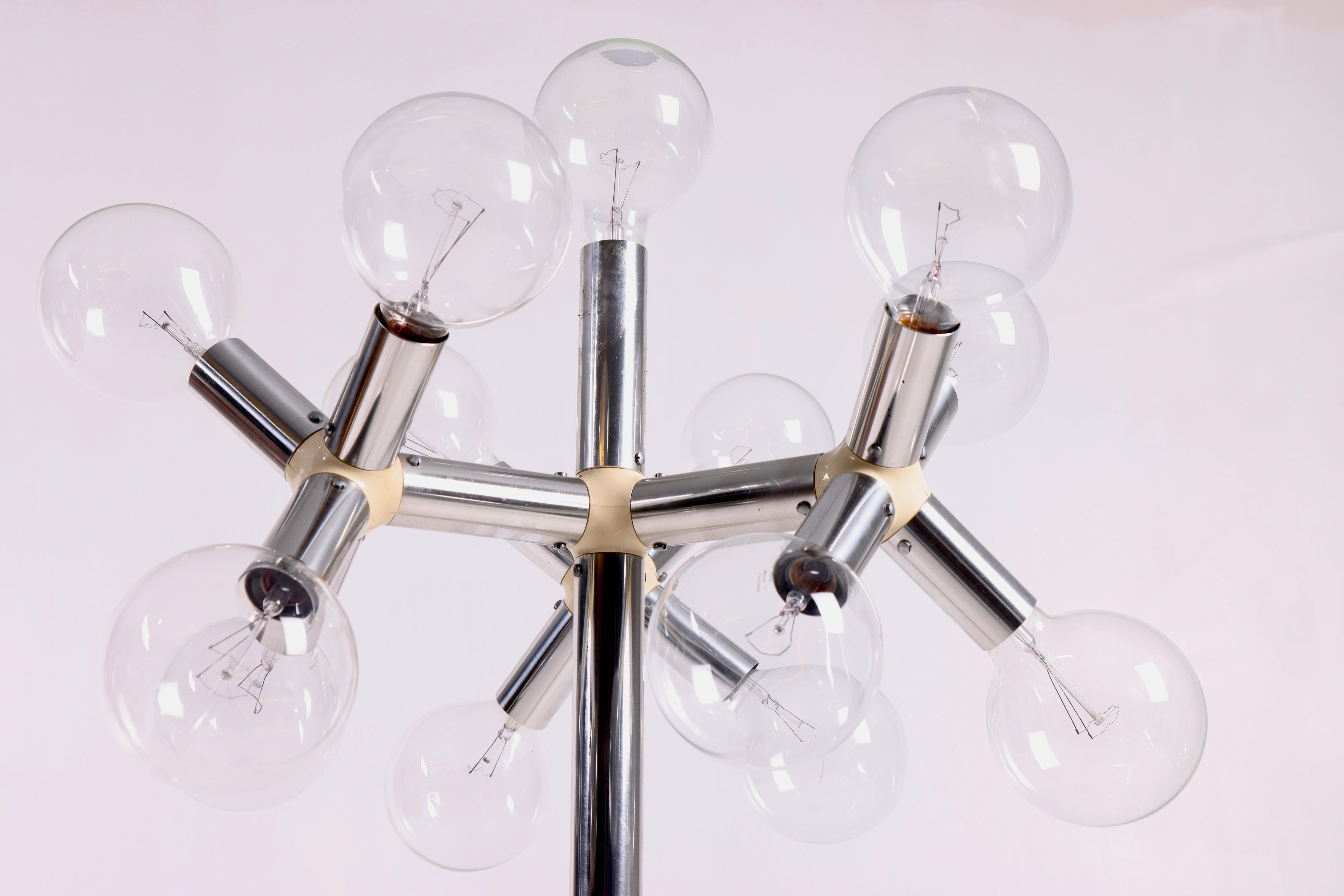 Late 20th Century Trix and Robert Haussmann 1970s metal lamp with star-shaped bulbs For Sale
