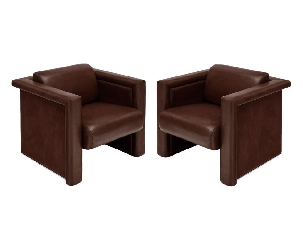 Post-Modern Trix and Robert Haussmann Leather Chairs by Knoll For Sale