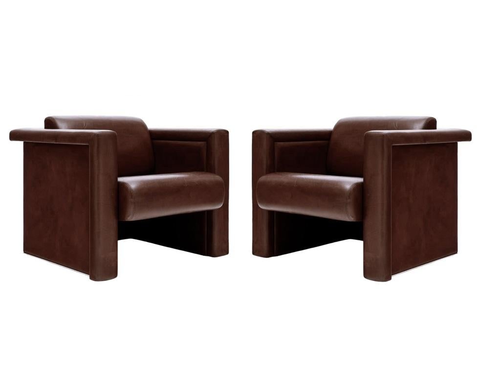 Trix and Robert Haussmann Leather Chairs by Knoll In Good Condition For Sale In Dallas, TX