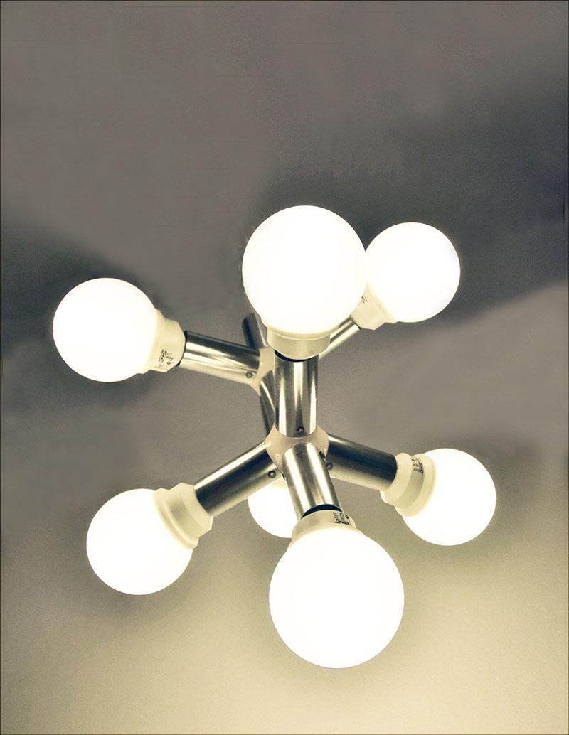 Mid-20th Century Trix & Robert Haussmann for Swisslamp Atomic Chandelier, 1960s