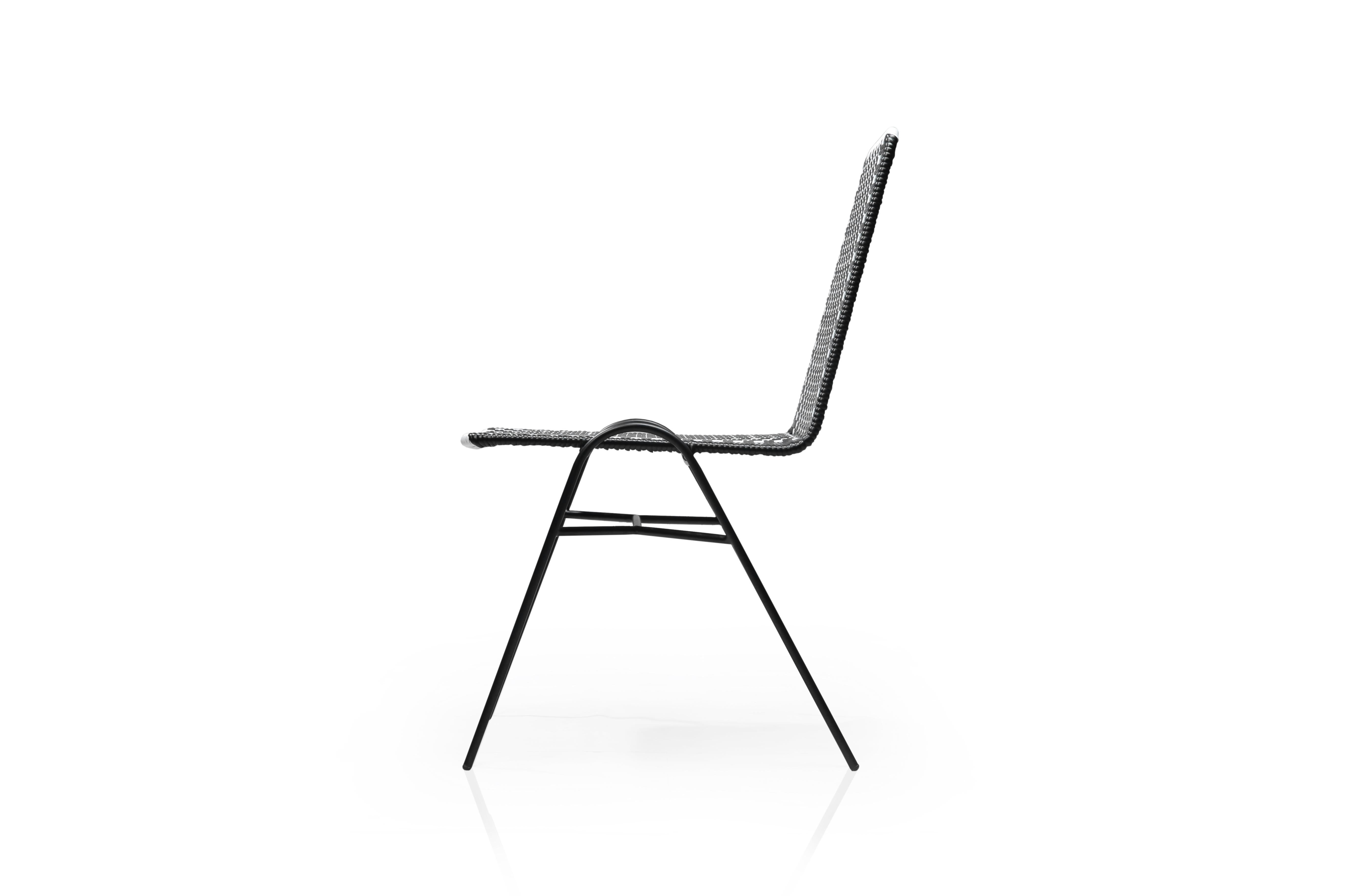 Woven Indoor and Outdoor Stackable Monochrome Patio Dining Chair by Frida & Blu For Sale