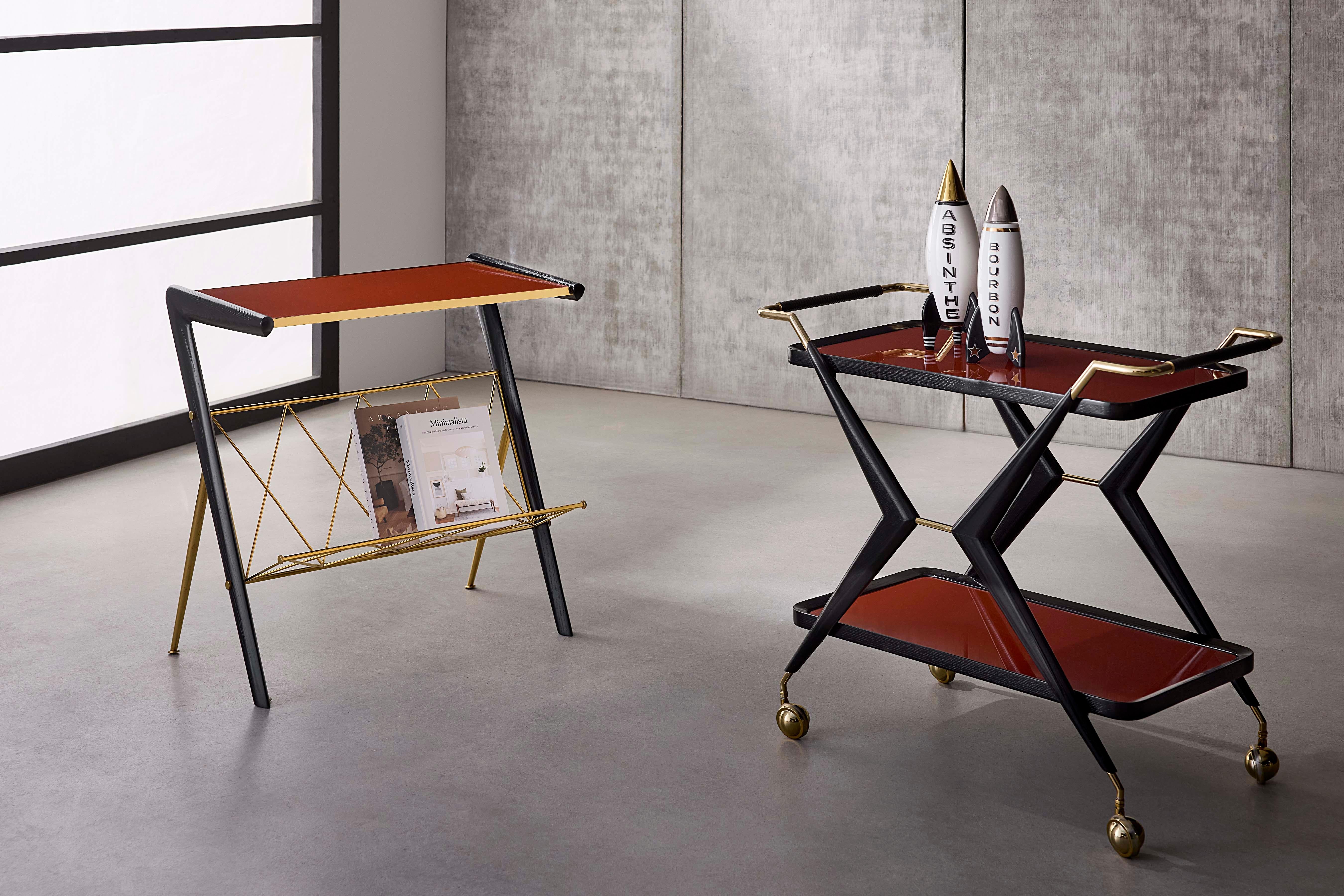Brushed Trocadero Bar Cart For Sale