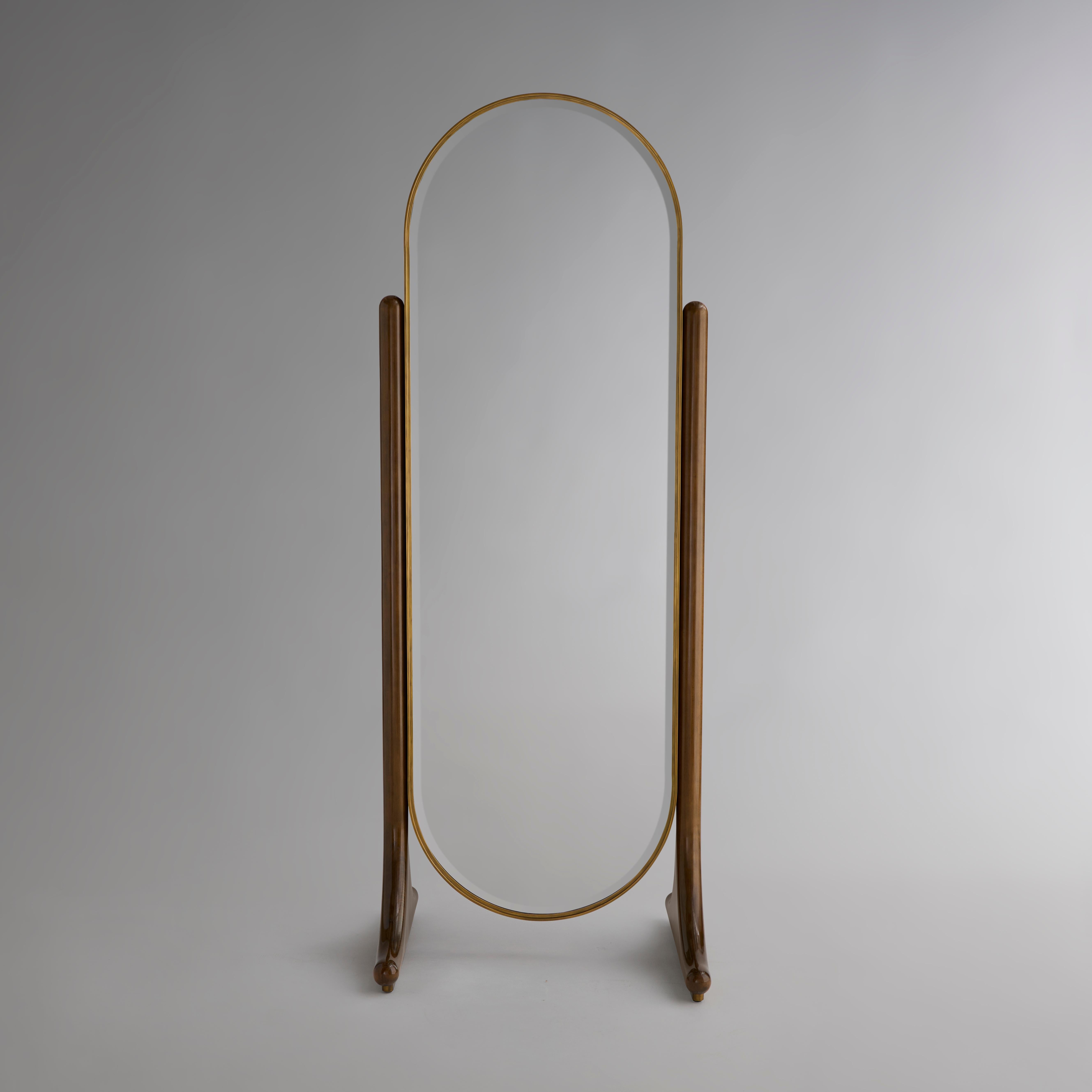Brass Troche Floor Mirror For Sale