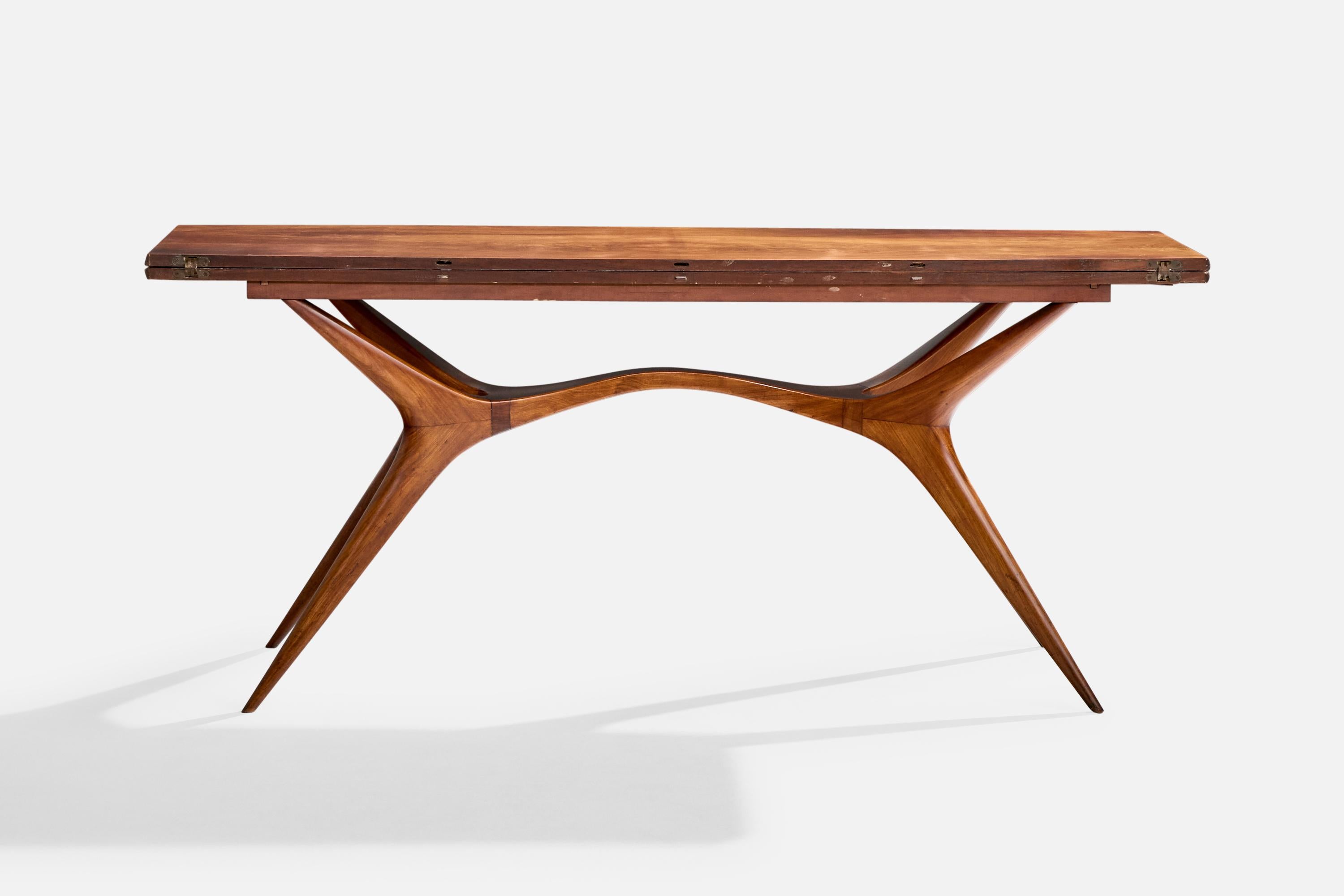 Trofelli & Favaro, Flip-top Console Table, Wood, Brazil, 1950s In Good Condition For Sale In High Point, NC