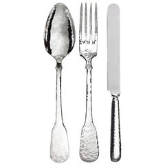 Troiana Sterling Silver Spoon + Fork + Knife Set for Two