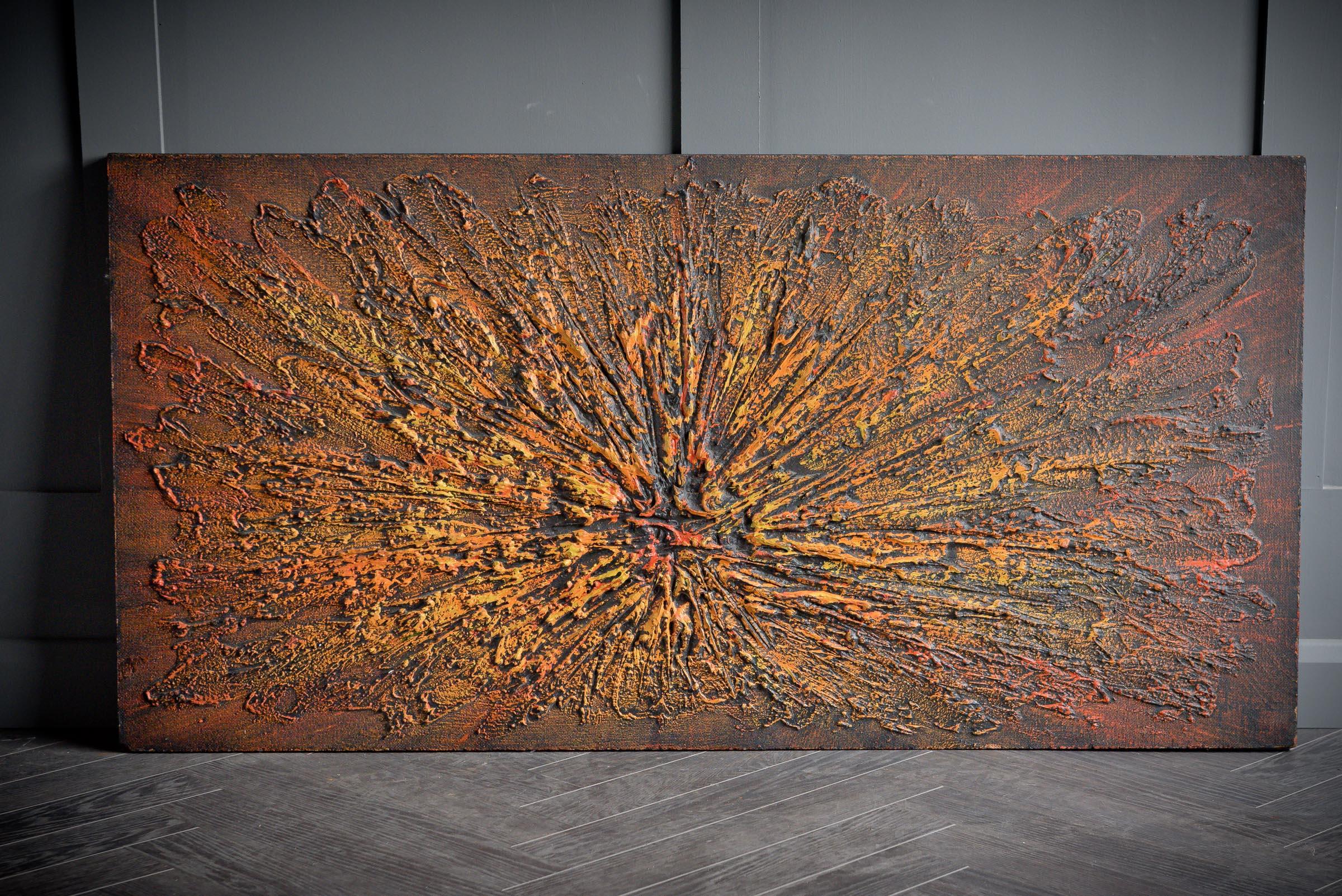 Troica style sunburst painting in acrylic on canvas - Signed on the back by artist and dated 1974.