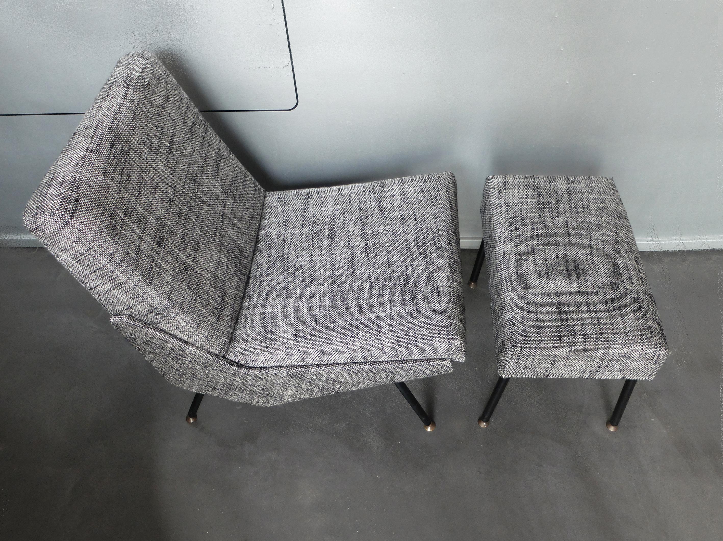 Troika-Sessel und -Fußhocker entworfen von Pierre Guariche für Airborne, 1960er Jahre im Zustand „Gut“ im Angebot in Vorst, BE