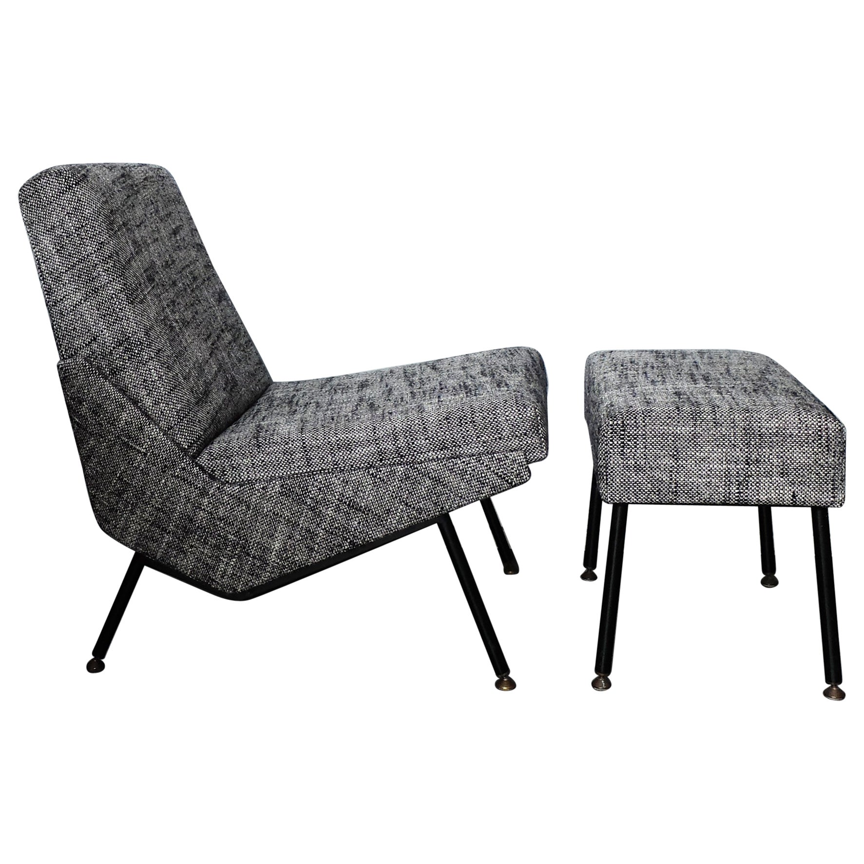 Silla y reposapiés Troika Diseño de Pierre Guariche para Airborne, Años 60 en venta