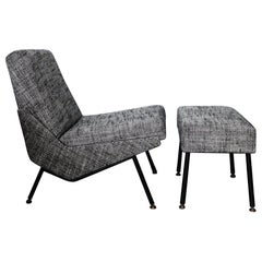Chaise pantoufle et pouf Troika de Pierre Guariche pour Airborne, années 1960