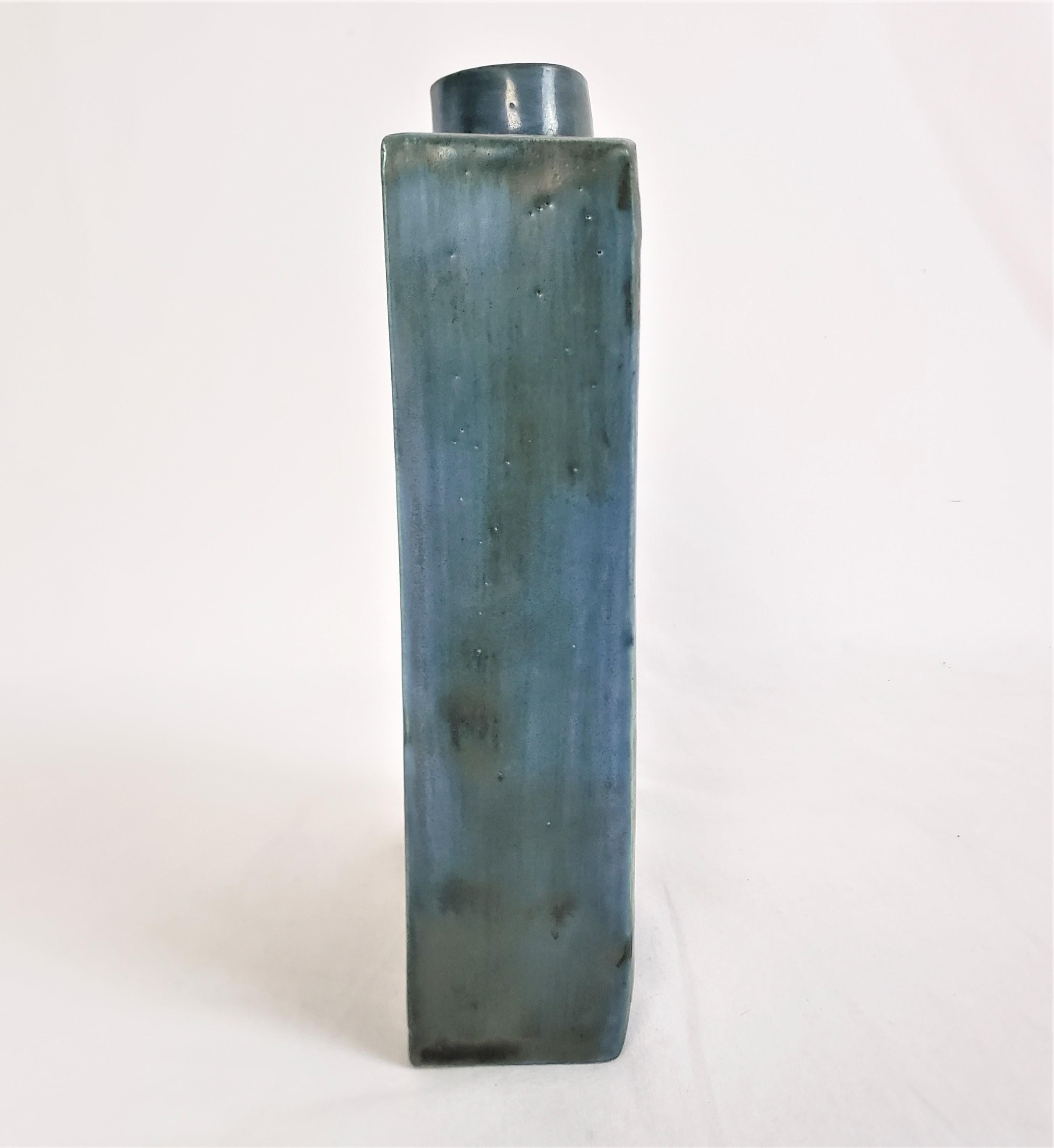 English Troika St. Ives Mid-Century Modern Art Pottery Chimney Vase with Impressed Decor For Sale